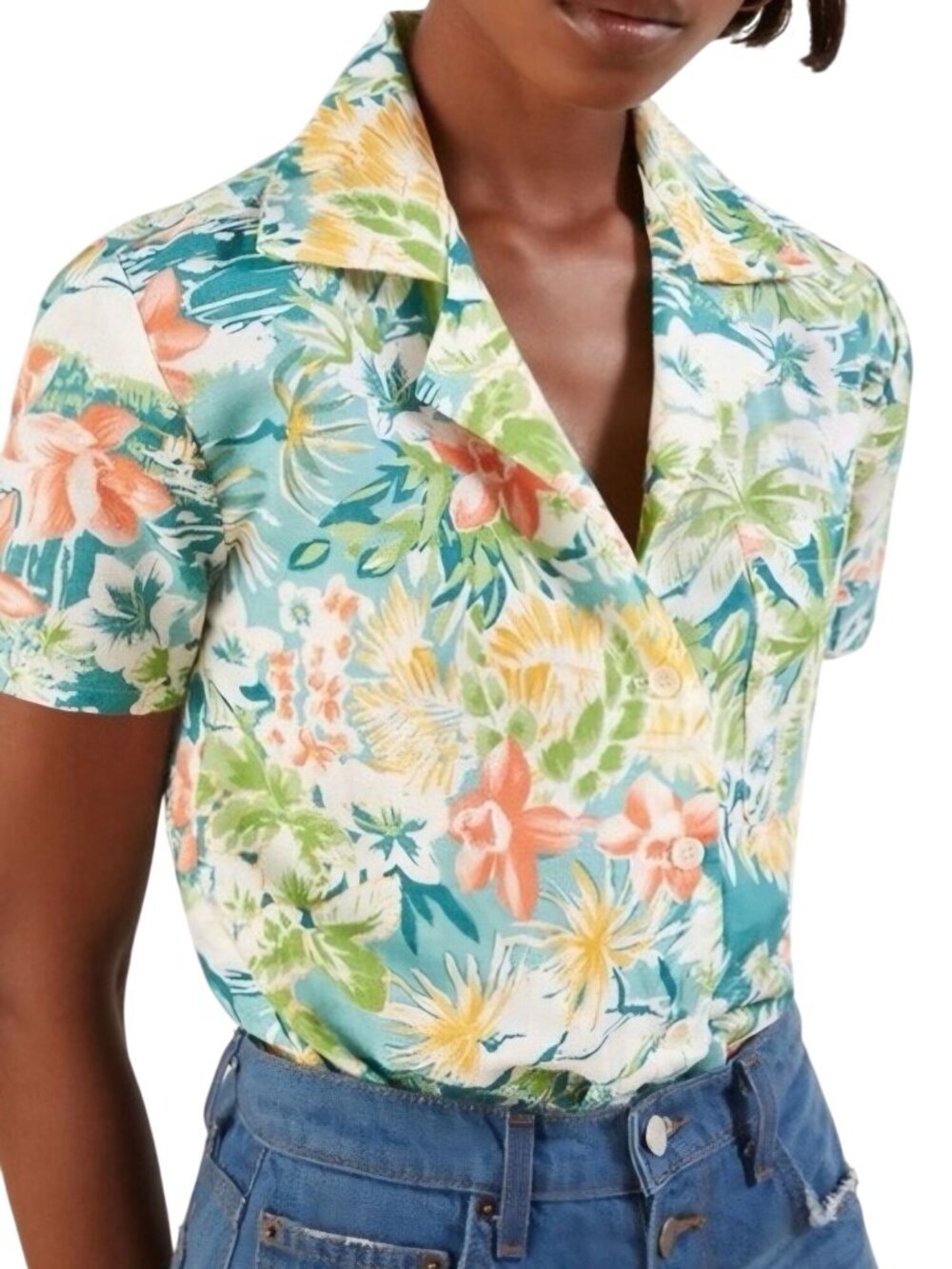 Reformation Holiday Shirt Tropical Camp Shirt Sustainable Linen Size M